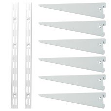 Exel Twin Slot Shelving Kit - 2 x 1000mm Shelf Wall Uprights & 6 x 270mm Shelf Brackets - White