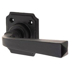 Olde Forge Smooth Black Door Handles on Square Rose - Avon Range 