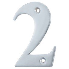 79mm Screw Fix Door Numeral - 2 - Satin Chrome