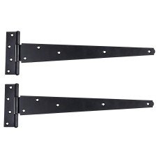 Medium Duty Gate/Door Tee Hinge - 350 x 25mm - Black Powder Coated - Pair