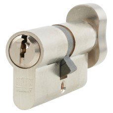 Union 6 Pin 70mm Euro Thumbturn Cylinder - 35 Turn + 35mm - Satin Nickel - Keyed to Differ
