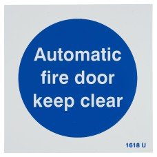 Exel Automatic Fire Door Keep Clear Door Sign - 100 x 100mm - Rigid Plastic