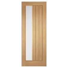 LPD Mexicano 1 Light Offset Clear Glazed Pre-Finished Solid Internal Door - 1981 x 838 x 35mm - Oak