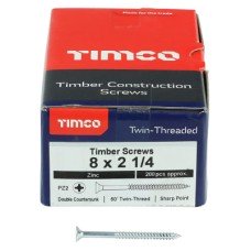 TIMCO Twin Threaded Pozi Countersunk Wood Screws - 8 x 2 1/4