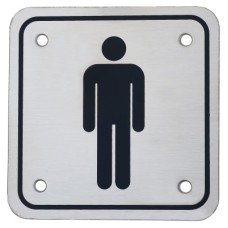 Exel Mens Square Toilet Door Sign - 95 x 95mm - Stainless Steel