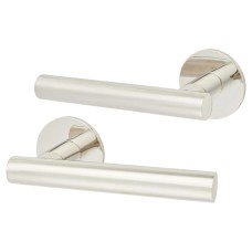 Jigtech Polished Stainless Steel Door Handles on Round Slim Rose - Schema Vinklad Range 
