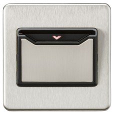 Knightsbridge 32A 1 Gang Screwless Flat Plate Key Card Switch - Brushed Chrome