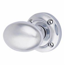 Oval Mortice Door Knob - 57mm Rose Diameter - Polished Chrome 