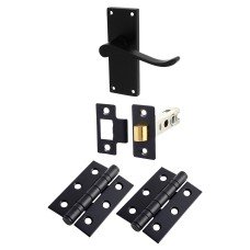 Exel Budget Scroll Latch Door Handle Kit - Short Plate - Matt Black