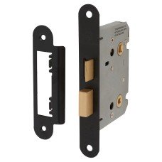 Exel Contract Bathroom Lock - 76mm Case - 57mm Backset - Radius - Matt Black Exel Contract Bathroom Lock - 76mm Case - 57mm Backset - Radius - Matt Black