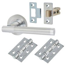 Exel Bella Latch Door Handle on Rose Kit - Polished/Satin Chrome