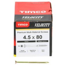 TIMCO Velocity Pozi Countersunk Wood Screws - 4.5 x 80mm - Yellow Zinc - Pack of 200