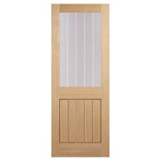 LPD Mexicano Half Light with Frosted Lines Unfinished Internal FD30 Fire Door - 1981 x 762mm - Oak