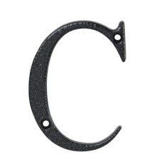 76mm Screw Fix Door Letter - C - Antique Black Iron