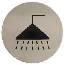 Exel Shower Door Sign - Self Adhesive - 75mm Diameter - Satin Stainless Steel