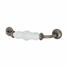 Hampstead 24mm Porcelain Crackle D-Bar Cabinet Pull Handle - 128mm Centres - Pewter Effect
