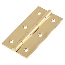 Solid Drawn Butt Cabinet Hinge - 75 x 40 x 2.0mm - Polished Brass - Pair