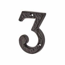 Elan 76mm Screw Fix Door Numeral - 3 - Metalized Antique Black Iron