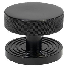 From The Anvil Brompton Round Knurled Centre Door Knob on Beehive Rose - 90mm Rose - Black