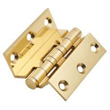 Cranked Ball Bearing Storm Proof Casement Window/Door Hinge - 75 x 3mm - Polished Brass - Pair