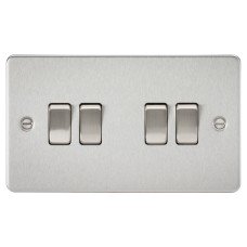 Knightsbridge 10AX 4 Gang 2 Way Flat Plate Light Switch - Brushed Chrome