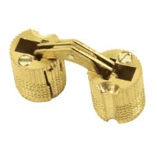 Concealed Rounded Cabinet Hinge - 37 x 15 x 14mm - Polished Brass - Pair