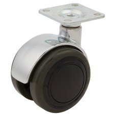 Coldene Twin Wheel Furniture Castor - Swivel - 80kg Max Weight - 50mm Diameter - Black