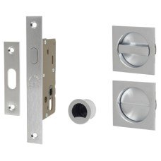 Heritage Brass by M Marcus Square Flush Privacy Handle Set with Lock - Satin Chrome