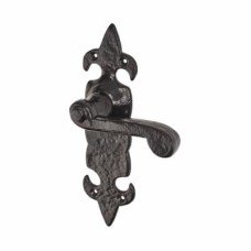 Elan Metalized Antique Black Iron Latch Door Handle - Fleur de Lys Range - 210 x 55mm