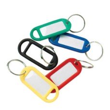 Key Ring Tag - 48 x 21mm - Assorted Colours - Pack of 50