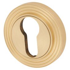Burlington BUR61 by Frelan Escutcheon with Reeded Rose - 53mm Diameter - Euro - Satin Brass