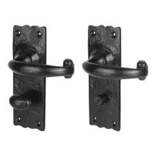 Olde Forge Antique Black Windsor Tudor Bathroom Door Handle - 152 x 55mm