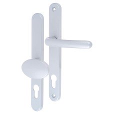 Fab & Fix Balmoral uPVC Offset Multipoint Lever/Pad Door Handle - 92/62mm c/c - Premium Satin Silver