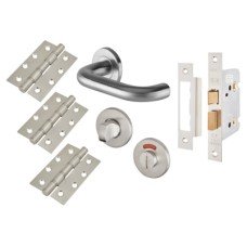Exel 19mm Return to Door Bathroom Lock Door Handle on Rose Kit - Stainless Steel