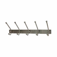 Jedo Hat & Coat Hook Rail - 450 x 40mm - 5 Hooks - Satin Stainless Steel