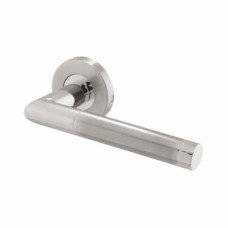 Exel Satin/Polished Stainless Steel Door Handles on Round Rose - Duo 2 Range 