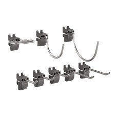 elfa Garage+ Storage Top Track System - Mixed Hooks for Storing Board - Matt Grey - Pack of 8