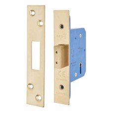 Hampstead Architectural 5 Lever Deadlock - 65mm Case - 44mm Backset - PVD Brass