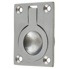 Exel Rectangular Flush Ring Cabinet Pull Handle - 50 x 38mm - Satin Chrome