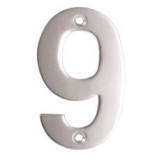 Exel 100mm Screw Fix Door Numeral - 9 - Satin Stainless Steel
