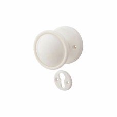Exel Plastic Mortice/Rim Door Knob with Escutcheon - 51mm Rose Diameter - White
