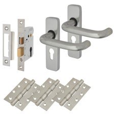 Exel Puma 19mm Return to Door Euro Lock Door Handle Kit - Aluminium