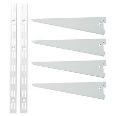 Exel Twin Slot Shelving Kit - 2 x 1500mm Shelf Wall Uprights & 4 x 270mm Shelf Brackets - White