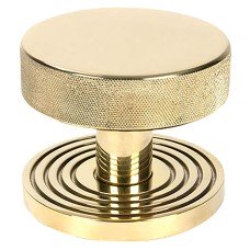 From The Anvil Brompton Round Knurled Centre Door Knob on Beehive Rose - 90mm Rose - Polished Brass From The Anvil Brompton Round Knurled Centre Door Knob on Beehive Rose - 90mm Rose - Polished Brass