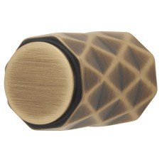 Alexander & Wilks Diamond Cut Cylinder Cabinet Knob - 20mm Diameter - Antique Brass
