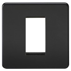 Knightsbridge 1 Gang 1 Module Euro Screwless Faceplate - Matt Black