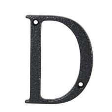 76mm Screw Fix Door Letter - D - Antique Black Iron