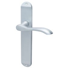 Hampstead Satin Chrome Latch Door Handle - Long Plate - Altea Range - 240 x 41mm Hampstead Satin Chrome Latch Door Handle - Long Plate - Altea Range - 240 x 41mm