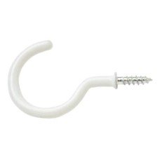 Cup Hook - 38mm Hook - White Plastic Coated - Pack of 10