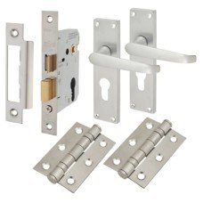 Exel Victorian Euro Lock Door Handle Kit - Satin Chrome